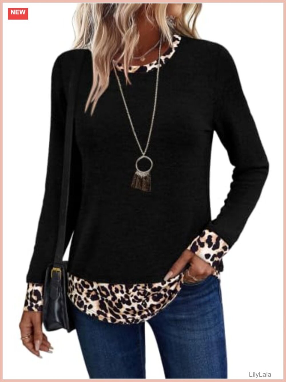 Womens Lightweight Knit Tunic Top Long Sleeve Crew Neck Loose Fit